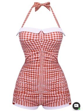 NEW NWT ❤️😍🤩 GINGHAM 1950S HALTER BOWKNOT ONE-PIECE
SWIMSUIT 🔥🙌🏼